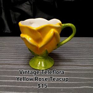 VINTAGE TELEFLORA YELLOW ROSE TEACUP